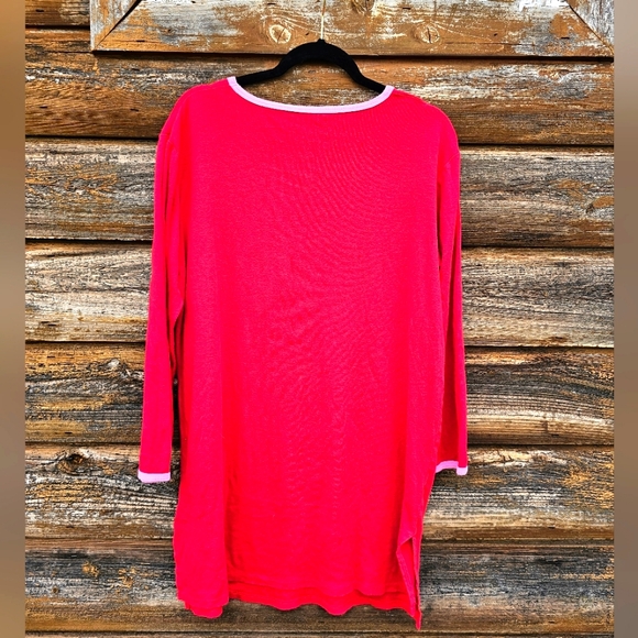 Vintage RARE Victoria's Secret Longsleeve Red Nightgown Dress Top Silver Graphic - Picture 4 of 8